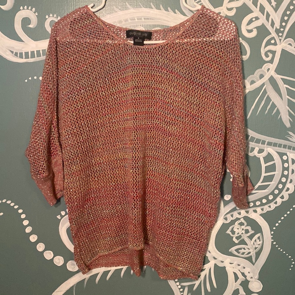 Silver Thread Rainbow Crochet Sweater - image 1